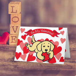 Gele labrador Puppy Kauwzang Valentijn Feestdagen Kaart
