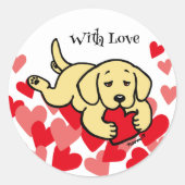 Gele labrador Puppy Kauwzang Valentijn Ronde Sticker (Voorkant)