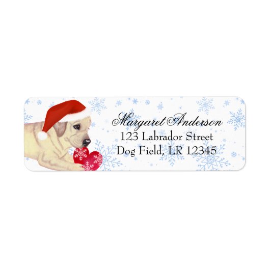 Gele labrador Puppy Kerstblauw Snowflake Etiket (Voorkant)