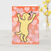 Gele Labrador Puppy Knuffel Cartoon Harten Kaart (Gele Bloem)
