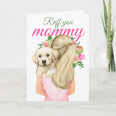 Gele labrador puppy met een vrouw die je moeder ru kaart (Voorkant)