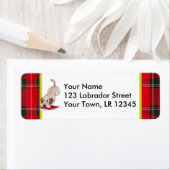 Gele Labrador Puppy met Santa Hat Kerstmis Etiket (Insitu)