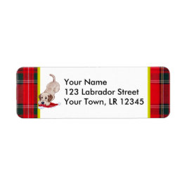 Gele Labrador Puppy met Santa Hat Kerstmis Etiket