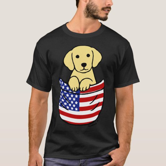 Gele Labrador Puppy Pocket T-shirt (Voorkant)