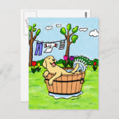 Gele labrador Puppy Pool Cartoon Briefkaart (Voorkant / Achterkant)