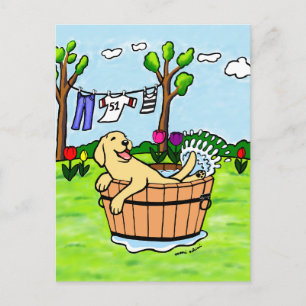 Gele labrador Puppy Pool Cartoon Briefkaart