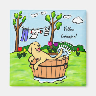 Gele labrador Puppy Pool Cartoon Magneet