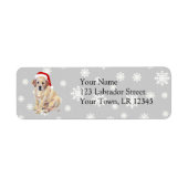 Gele Labrador Puppy & Santa Hat Kerstmis Etiket (Voorkant)