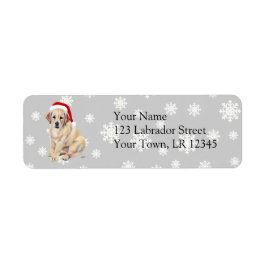 Gele Labrador Puppy & Santa Hat Kerstmis Etiket