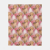 Gele Labrador Puppy Vlinder Dierenpatroon Fleece Deken (Voorkant)