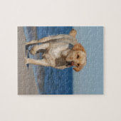 Gele labrador recovery op het strand legpuzzel (Horizontaal)