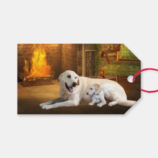 Gele labrador rekruter Kerstmis Cadeaulabel (Voorkant (Horizontaal))