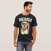 Gele Labrador Retriever 4 juli Merica VS T-shirt (Voorkant volledig)