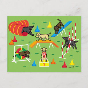 Gele labrador Retriever Agility Cartoon Briefkaart