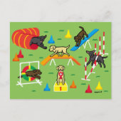 Gele labrador Retriever Agility Cartoon Briefkaart (Voorkant)