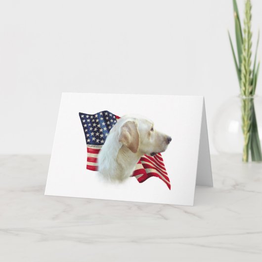 Gele Labrador Retriever Amerikaanse vlag, Kaart (Voorkant)