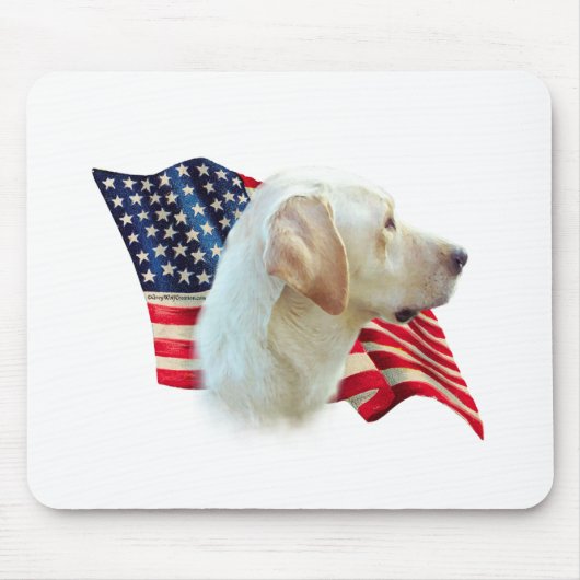 Gele Labrador Retriever Amerikaanse vlag, Muismat (Voorkant)