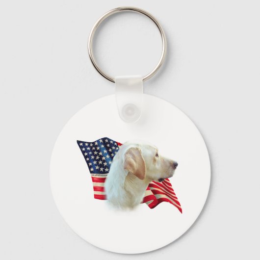 Gele Labrador Retriever Amerikaanse vlag, Sleutelhanger (Voorkant)