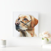 Gele labrador retriever aquarel vierkante klok (Huis)