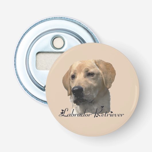 Gele Labrador Retriever Art Gifts Button Flesopener (Voorkant)