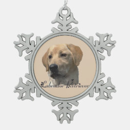Gele Labrador Retriever Art Gifts Tin Sneeuwvlok Ornament