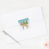 Gele Labrador Retriever Blauw besneeuwd winterbos Vierkante Sticker (Envelop)