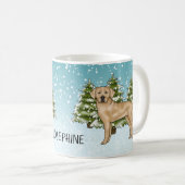 Gele Labrador Retriever Blauwe Winter Aangepaste N Koffiemok (Voorkant rechts)