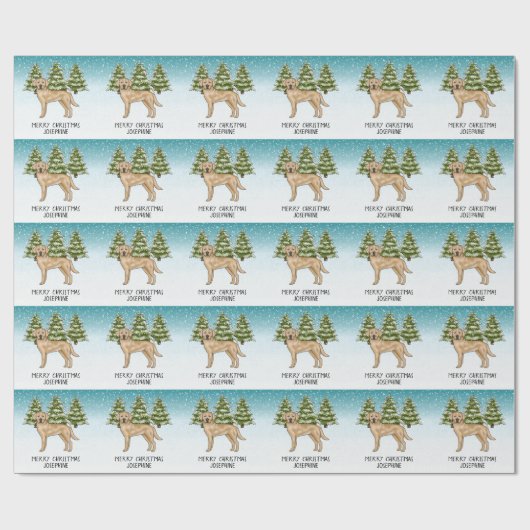 Gele Labrador Retriever Blauwe Winter Aangepaste t Cadeaupapier (Vlak)