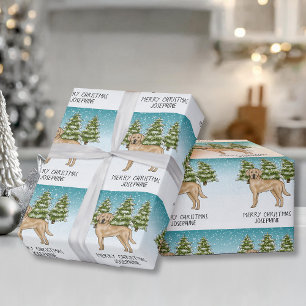Gele Labrador Retriever Blauwe Winter Aangepaste t Cadeaupapier