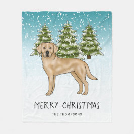 Gele Labrador Retriever Blauwe Winter Aangepaste T Fleece Deken