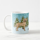 Gele Labrador Retriever Blauwe Winter Custom Name Koffiemok (Links)