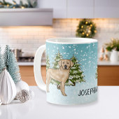 Gele Labrador Retriever Blauwe Winter Custom Name Koffiemok