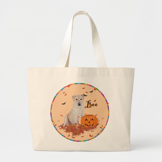 Gele Labrador Retriever Boo! Grote Tote Bag (Voorkant)