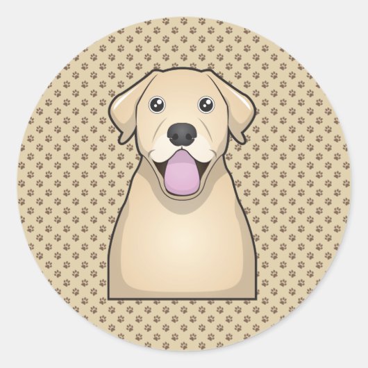 Gele labrador Retriever Cartoon Ronde Sticker (Voorkant)
