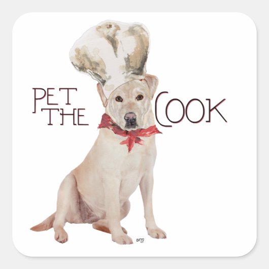Gele Labrador Retriever Chef Vierkante Sticker (Voorkant)