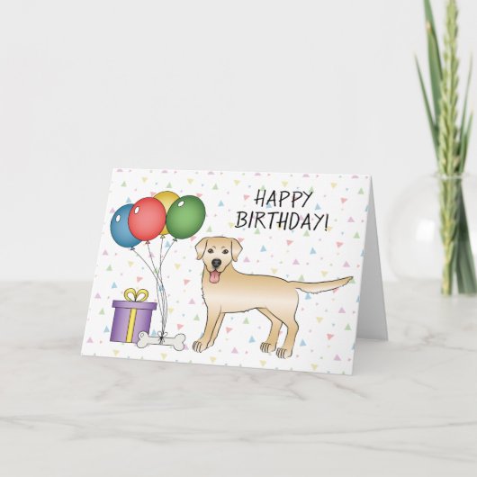Gele Labrador Retriever Cute Dog Happy Birthday Kaart (Voorkant)