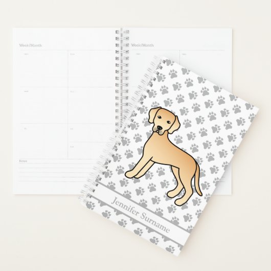 Gele labrador Retriever dog en pokken & tekst Planner (Display)