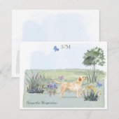 Gele Labrador Retriever Dog Monogram & Naam    Notitiekaartje (Voorkant / Achterkant)