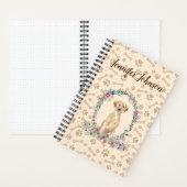 Gele labrador Retriever Dog Paw Print & Floral Notitieboek (Binnen)