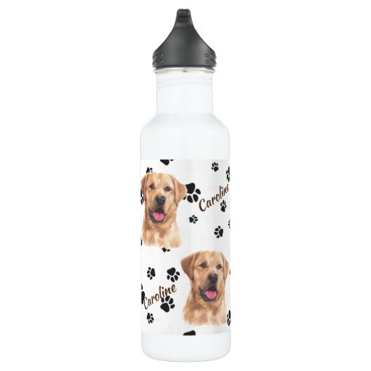 Gele labrador Retriever Dog Pawprint Waterfles (Rechts)