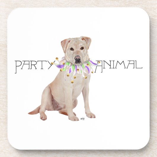 Gele Labrador Retriever Feest Drankjes Onderzetter (Voorkant)
