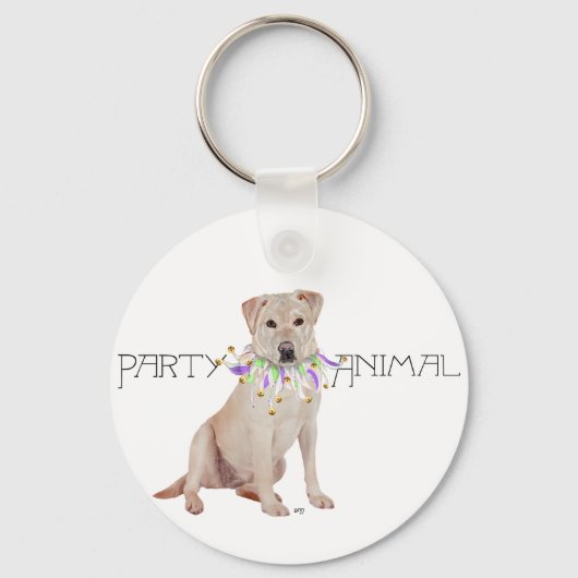 Gele Labrador Retriever Feest Sleutelhanger (Voorkant)
