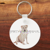 Gele Labrador Retriever Feest Sleutelhanger (Voorkant)
