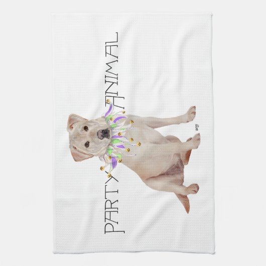 Gele Labrador Retriever Feest Theedoek (Verticaal)