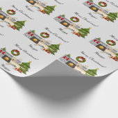 Gele labrador Retriever - feestelijke kerstruimte Cadeaupapier (Hoek)