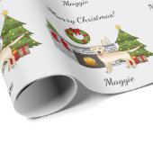 Gele labrador Retriever - feestelijke kerstruimte Cadeaupapier (Rol Hoek)