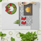 Gele labrador Retriever - feestelijke kerstruimte Theedoek (Gevouwen)