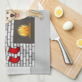 Gele labrador Retriever - feestelijke kerstruimte Theedoek (Quarter Fold)