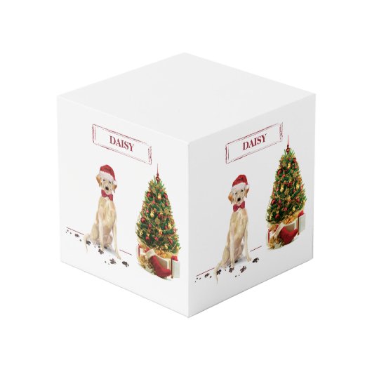 Gele labrador Retriever Funny Kersthond Kubus (Voorkant hoekig)