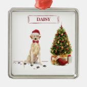 Gele labrador Retriever Funny Kersthond Metalen Ornament (Voorkant)